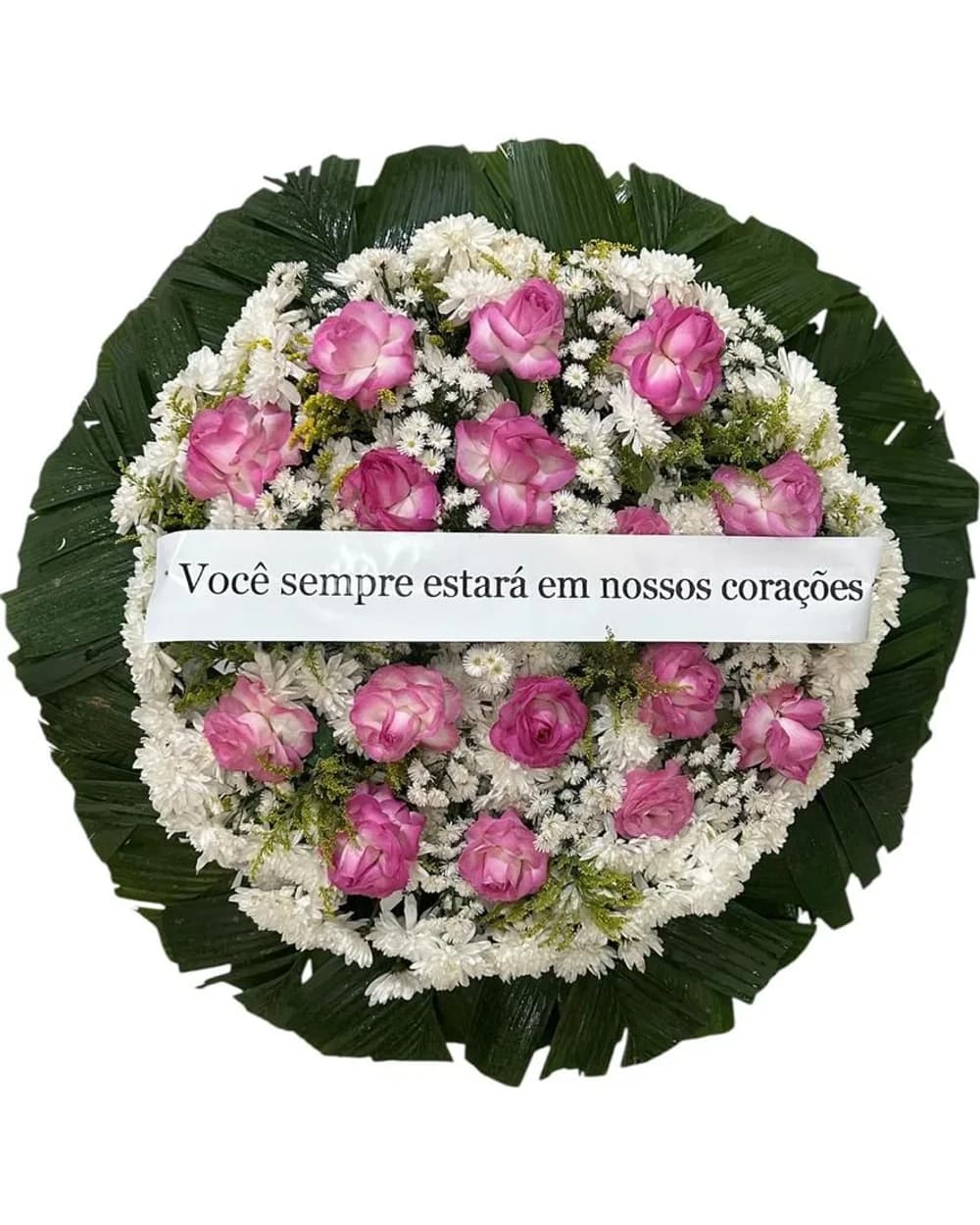 Coroa de Flores Média Cor-de-rosa